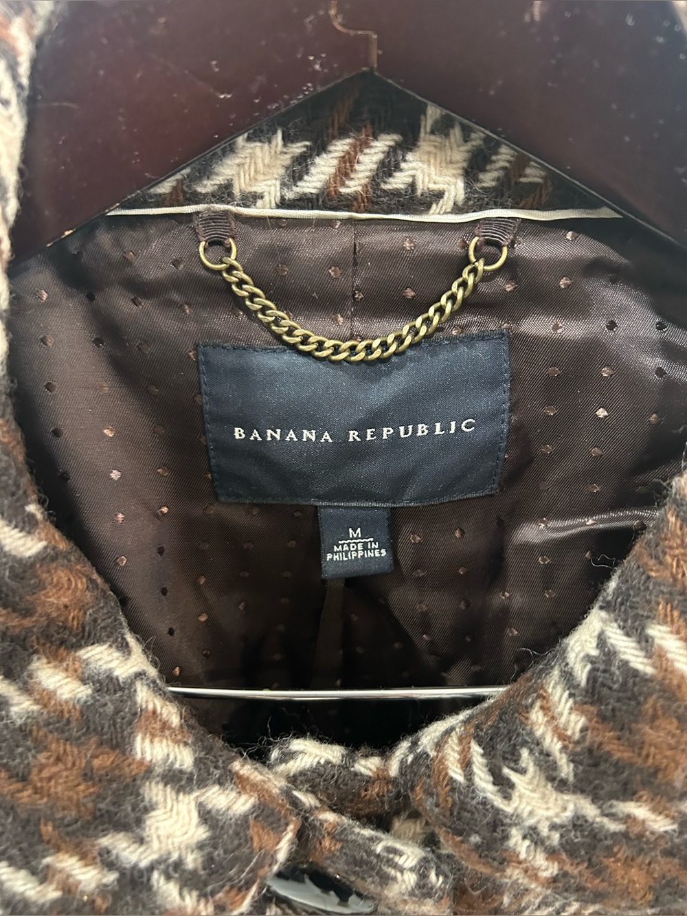Banana Republic Brown and Cream Plaid Wool-Blend Blazer - Picture 2 of 3
